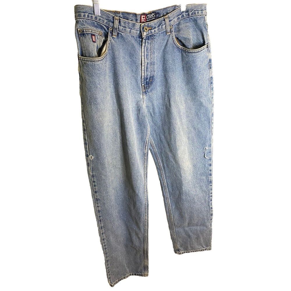 Chaps Ralph‎ Lauren Men's Size 36x34 Vintage Jeans in Med Stone Wash Distressed